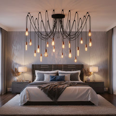 Spider Chandelier with 20 Lights in Copper and Black