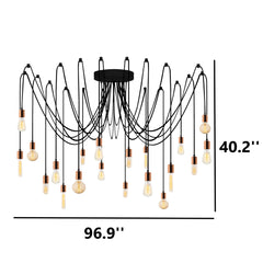 Spider Chandelier with 20 Lights in Copper and Black