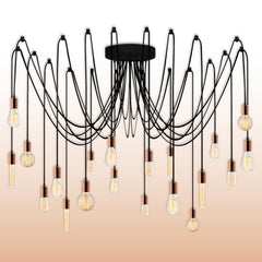 Spider Chandelier with 20 Lights in Copper and Black