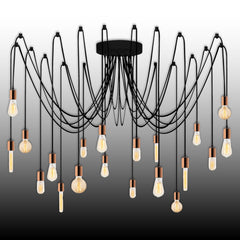Spider Chandelier with 20 Lights in Copper and Black