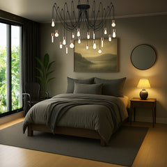 Spider Chandelier with 20 Lights in Copper and Black