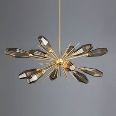 Sputnik Chandelier, 12-Light LED in Antique Brass with Iron Frame
