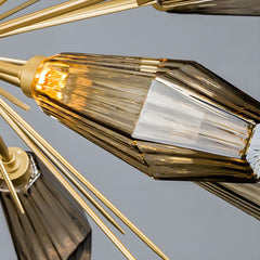 Sputnik Chandelier, 12-Light LED in Antique Brass with Iron Frame