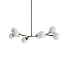 Sputnik Chandelier, 8-Light, Steel Frame with Frosted Glass Shades