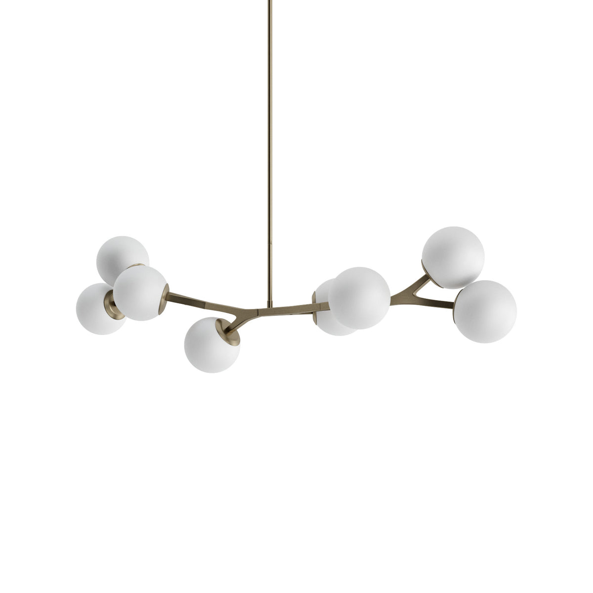 Sputnik Chandelier, 8-Light, Steel Frame with Frosted Glass Shades