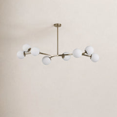 Sputnik Chandelier, 8-Light, Steel Frame with Frosted Glass Shades