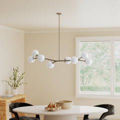 Sputnik Chandelier, 8-Light, Steel Frame with Frosted Glass Shades