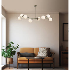 Sputnik Chandelier, 8-Light, Steel Frame with Frosted Glass Shades