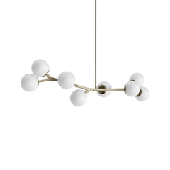 Sputnik Chandelier, 8-Light, Steel Frame with Frosted Glass Shades