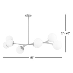 Sputnik Chandelier, 8-Light, Steel Frame with Frosted Glass Shades