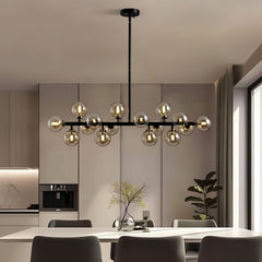 Sputnik Chandelier with 16 Amber Glass Shades