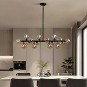 Sputnik Chandelier with 16 Amber Glass Shades