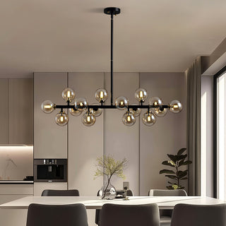 Sputnik Chandelier with 16 Amber Glass Shades