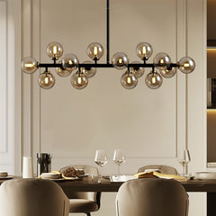 Sputnik Chandelier with 16 Amber Glass Shades