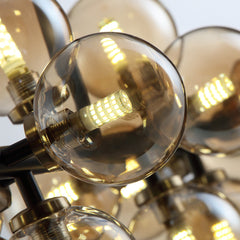 Sputnik Chandelier with 16 Amber Glass Shades