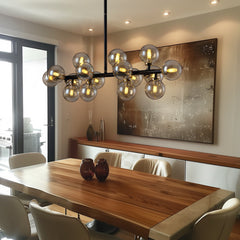 Sputnik Chandelier with 16 Amber Glass Shades