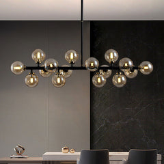 Sputnik Chandelier with 16 Amber Glass Shades