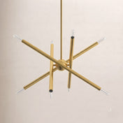 Sputnik Chandelier with 8 Lights and Glass Shades in Satin Brass