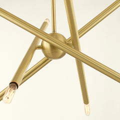 Sputnik Chandelier with 8 Lights and Glass Shades in Satin Brass