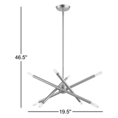 Sputnik Chandelier with 8 Lights and Glass Shades in Satin Brass