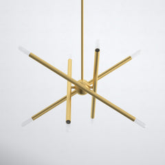 Sputnik Chandelier with 8 Lights and Glass Shades in Satin Brass