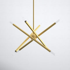 Sputnik Chandelier with 8 Lights and Glass Shades in Satin Brass