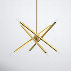 Sputnik Chandelier with 8 Lights and Glass Shades in Satin Brass