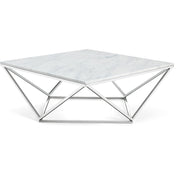 Square Coffee Table, 36 in, White Top with Chrome Base
