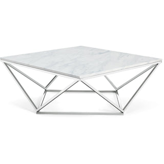Square Coffee Table, 36 in, White Top with Chrome Base