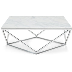 Square Coffee Table, 36 in, White Top with Chrome Base