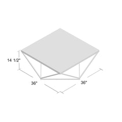 Square Coffee Table, 36 in, White Top with Chrome Base