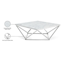 Square Coffee Table, 36 in, White Top with Chrome Base