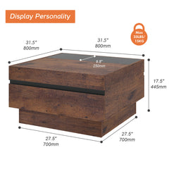 Square Coffee Table with 2 Drawers, Brown