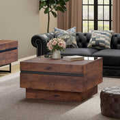 Square Coffee Table with 2 Drawers, Brown