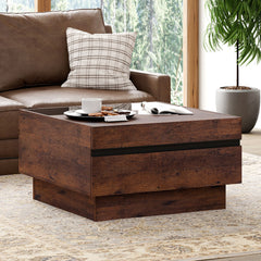 Square Coffee Table with 2 Drawers, Brown