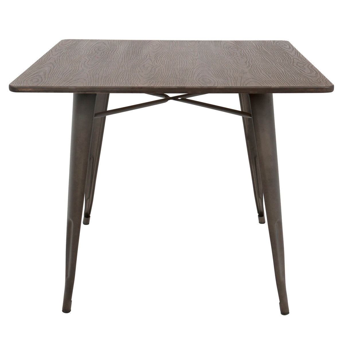 Square Dining Table in Espresso Bamboo with Antique Steel Legs
