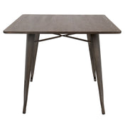 Square Dining Table in Espresso Bamboo with Antique Steel Legs