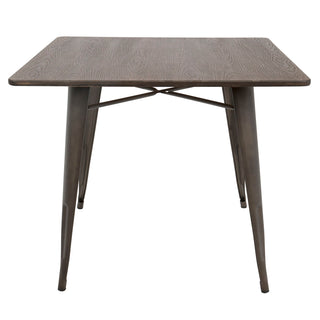 Square Dining Table in Espresso Bamboo with Antique Steel Legs
