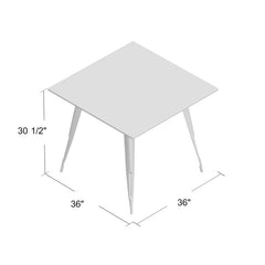Square Dining Table in Espresso Bamboo with Antique Steel Legs