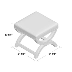 Square Ottoman in Yellow Polyester with Solid Wood Frame
