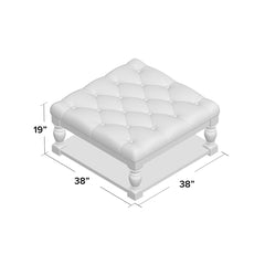 Square Ottoman with Storage, Heathered Dark Gray Linen with Natural Legs