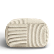 Square Pouffe, 24 in Wide, Beige Cotton and Wool