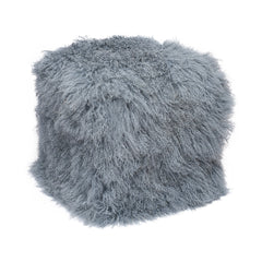 Square Pouffe, Ash Gray with Solid Wood Frame