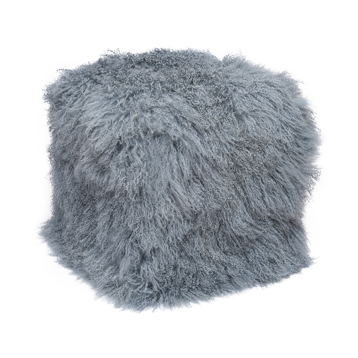 Square Pouffe, Ash Gray with Solid Wood Frame
