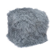 Square Pouffe, Ash Gray with Solid Wood Frame