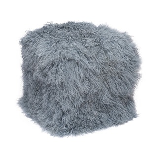 Square Pouffe, Ash Gray with Solid Wood Frame
