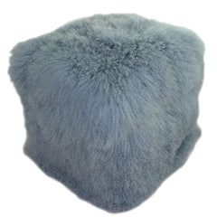 Square Pouffe, Ash Gray with Solid Wood Frame
