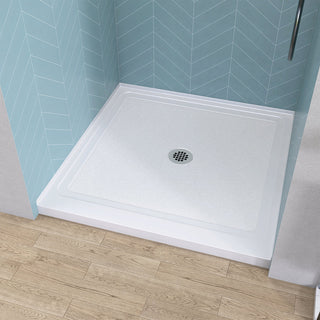 Square Shower Base, Acrylic, 38 in. x 38 in., Single Threshold, White