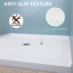 Square Shower Base, Acrylic, 38 in. x 38 in., Single Threshold, White