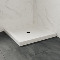 Square Shower Base, Center Drain, Acrylic, 36 x 36 In, White